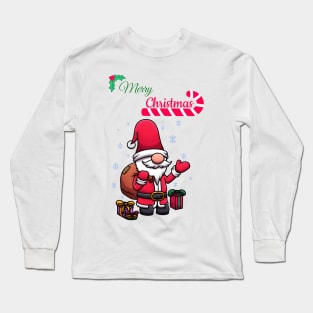 Merry Christmas Santa Gnome Long Sleeve T-Shirt